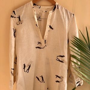 JNBY Collarless Linen Shirt Dress